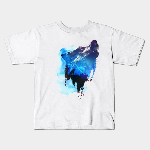 Alone As A Wolf Kids T-Shirt by astronaut